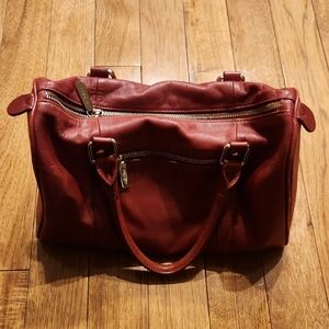 CMD Genuine Leather Burgundy Satchel Shoulder Red Satchel Bag